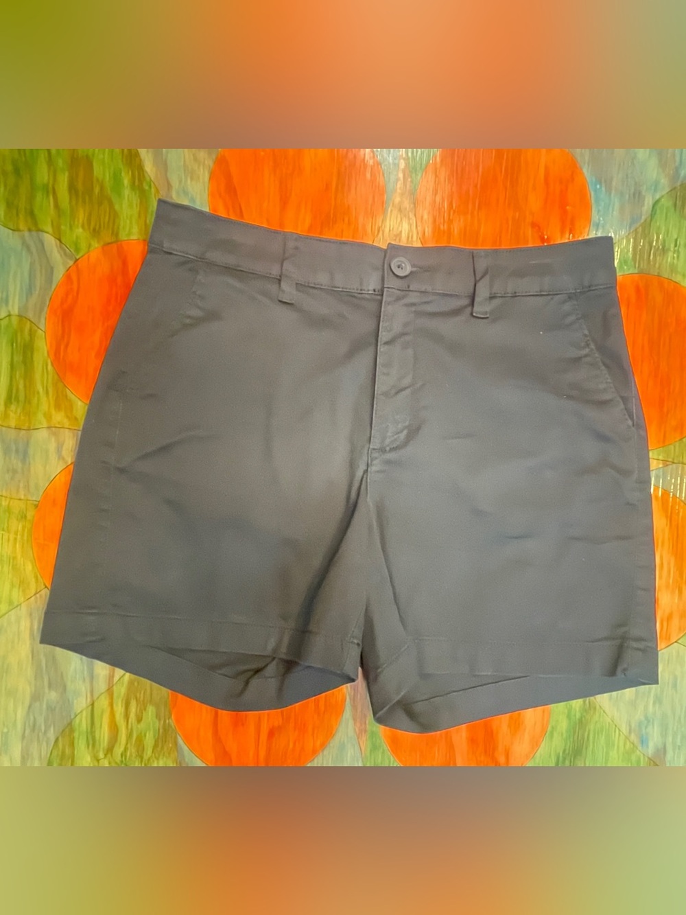 A New Day Stretch Elastizado Shorts Womens  size 6 Chino Black Flat Front
